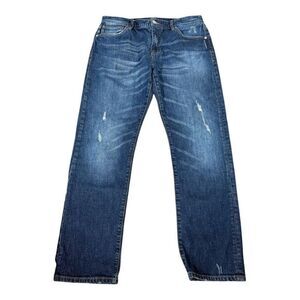 Armani Exchange J16 Mens Medium Wash Distressed Straight Leg Jean Size 36